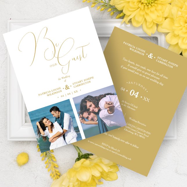 Cool Romantic 2 Multi Photos Be Our Guest Wedding Inbjudningar (Skapare uppladdad)