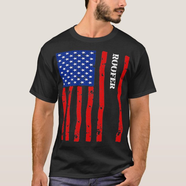 Cool Roofer Accessories Things Stuff USA Flag Prem T Shirt (Framsida)