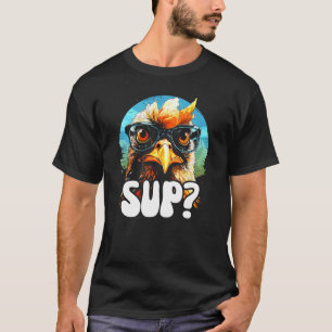 Cool Rooster Wearing Sunglasses SUP Chicken Tee