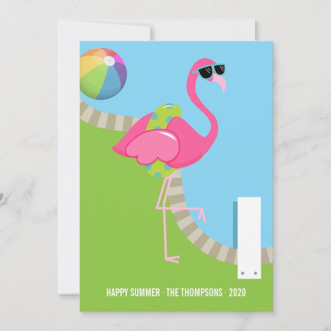 Cool Rosa Flamingo Sommarhälsning Kort (Framsida)