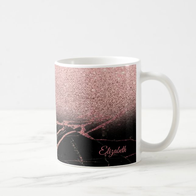 Cool Rosa Guld Glitter, Marmor - Personlig Kaffemugg (Höger)