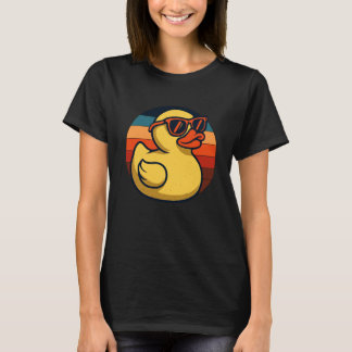 Cool Rubber Duck Funny Retro Style Duck with Sungl T Shirt