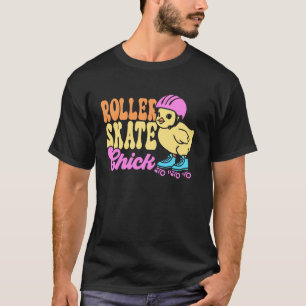Cool Rullskridsko Skate Flicka 1970s Retro Kycklin T Shirt