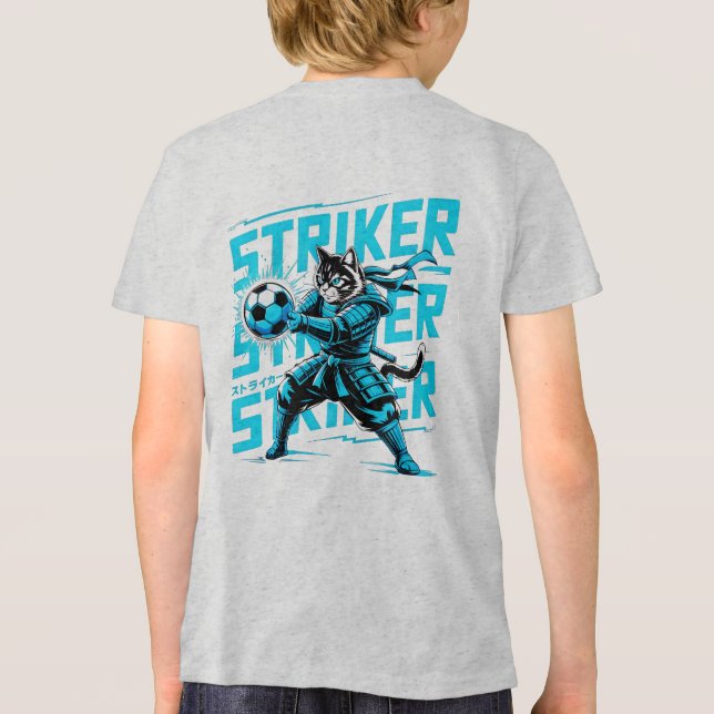  Cool Samurai Cat Soccer Striker - Gift for soccer T Shirt (Baksida)