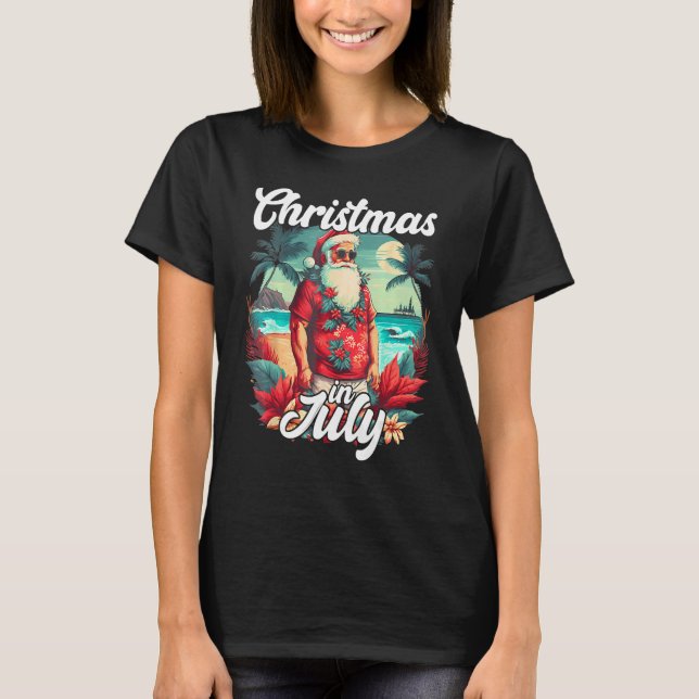 Cool Santa Christmas In July Santa Sunglasses Hawa T Shirt (Framsida)