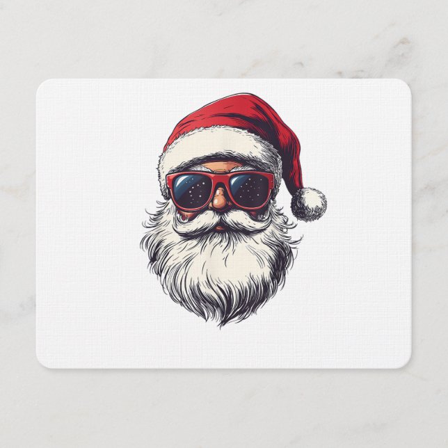 Cool Santa Claus ansikte Retro solglasögon jul M Inbjudningar (Framsida)