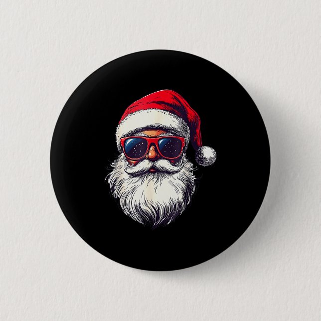 Cool Santa Claus ansikte Retro Sungles jul män  Knapp (Framsida)