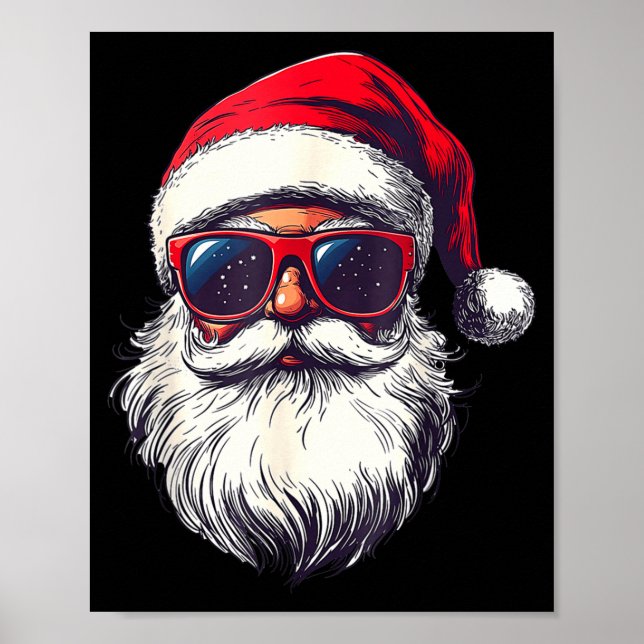 Cool Santa Claus Face Retro Sungles Christmas Men  Poster (Framsidan)