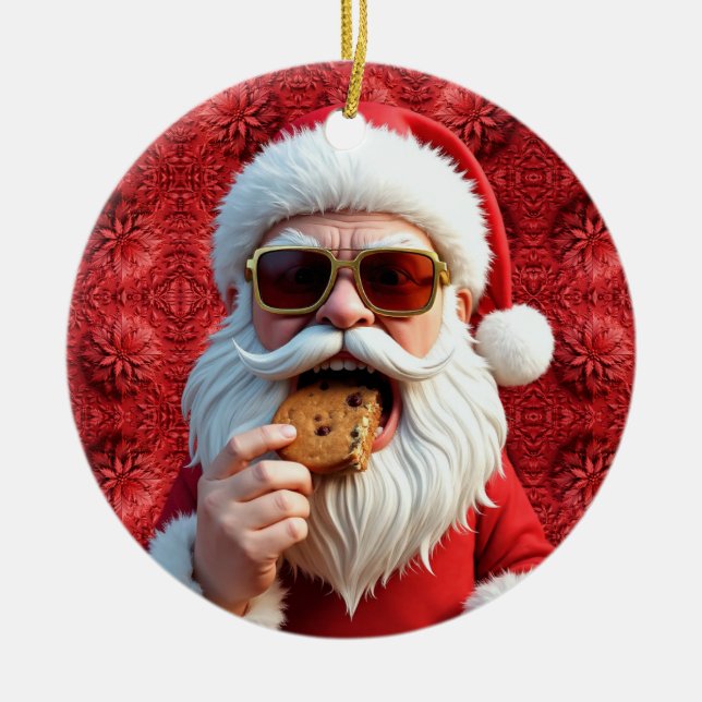 Cool Santa Claus Julgransprydnad Keramik (Framsidan)
