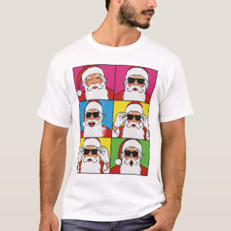 Cool Santa Claus Pop Art with Sunglasses - Retro C T Shirt