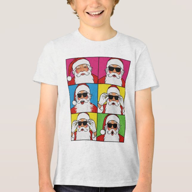 Cool Santa Claus Pop Art with Sunglasses - Retro C T Shirt (Framsida)