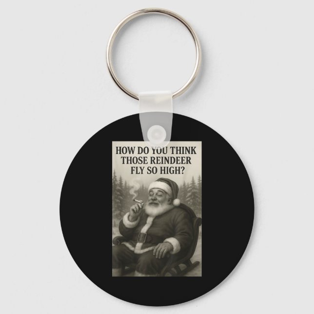 Cool Santa Claus Smoking Weed Christmas Quote  Nyckelring (Framsida)