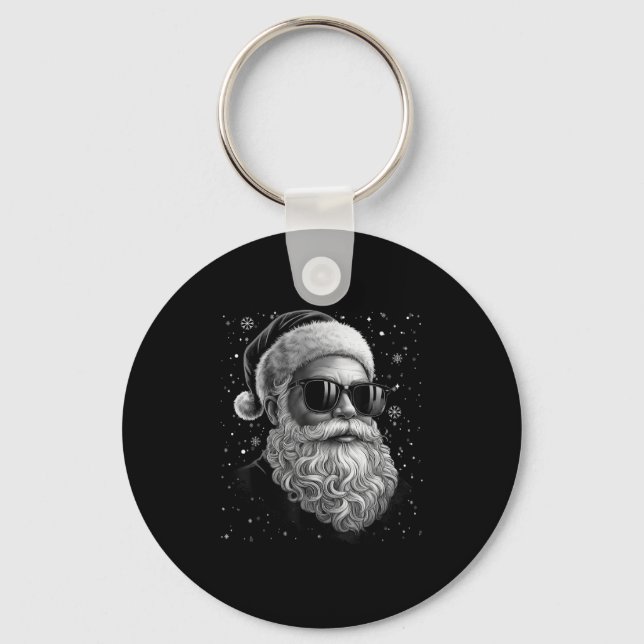 Cool Santa Face Beard &amp; Gles Christmas Funny M Nyckelring (Framsida)