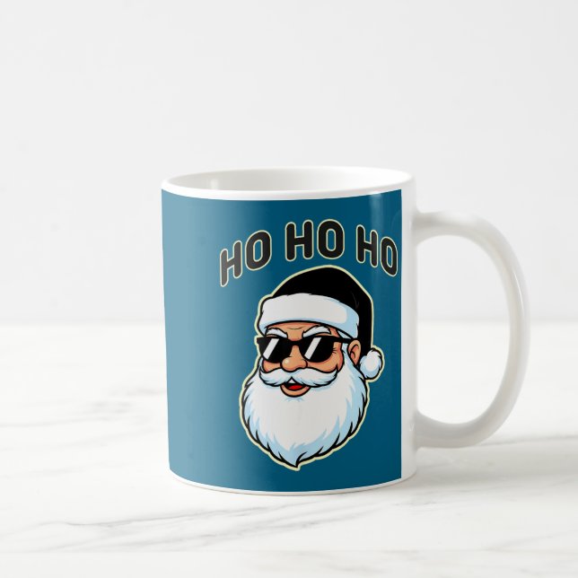 Cool Santa In Black Hat Sungles Graphic 2  Kaffemugg (Höger)