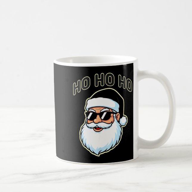Cool Santa In Black Hat Sungles Graphic 2  Kaffemugg (Höger)