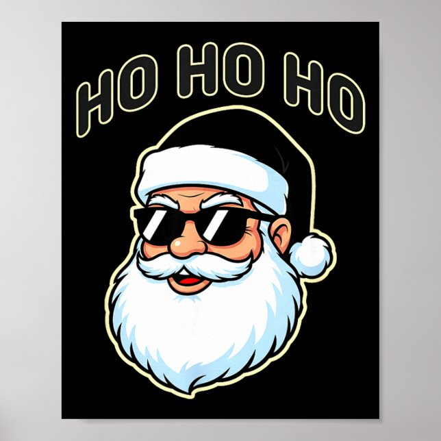Cool Santa In Black Hat Sungles Graphic 2  Poster (Framsidan)