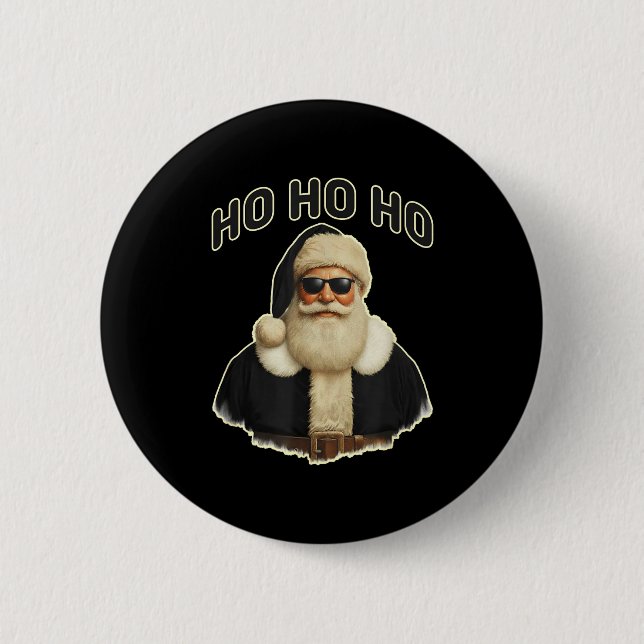 Cool Santa In Black Hat Sungles Graphic  Knapp (Framsida)