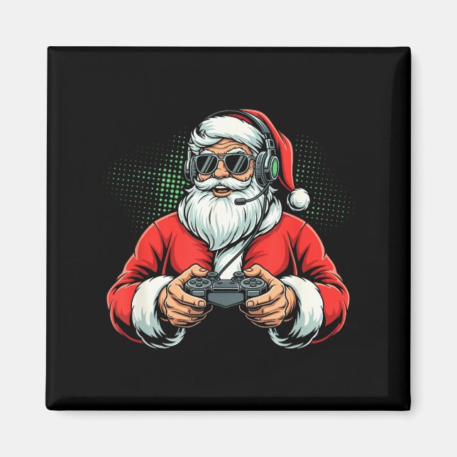 Cool Santa Playing Video Games Christmas Gamer Boy Magnet (Framsidan)