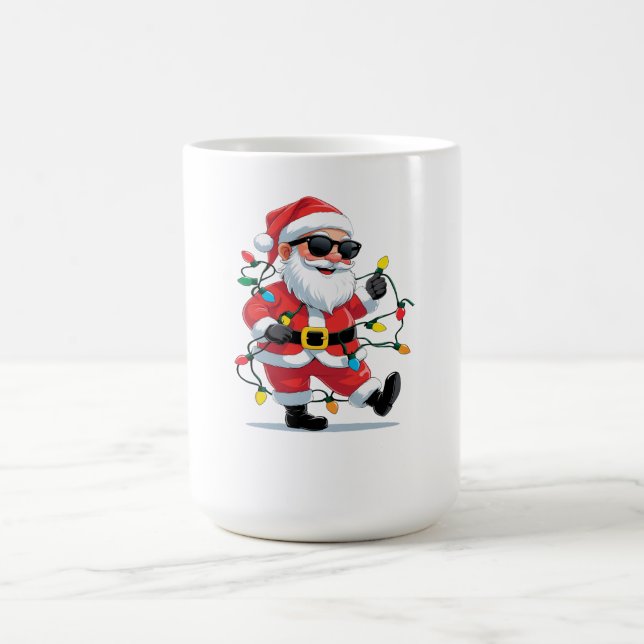 Cool Santa with Christmas Lights – Modern Festive  Kaffemugg (Center)