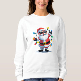 Cool Santa with Christmas Lights – Modern Festive  T Shirt
