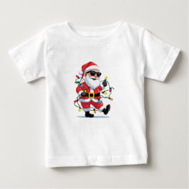 Cool Santa with Christmas Lights – Modern Festive T Shirt