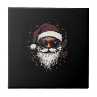 Cool Santa with Sunglasses Christmas Kakelplatta