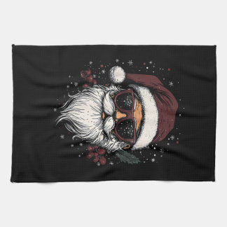 Cool Santa with Sunglasses Christmas Kökshandduk
