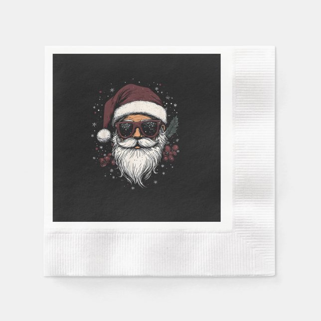 Cool Santa with Sunglasses Christmas Pappersservett (Framsidan)