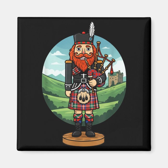 Cool Scottish Nutcracker Bagpes  Magnet (Framsidan)