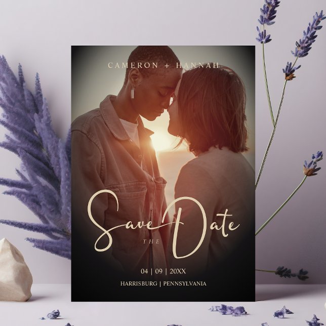 Cool Script Sophisticated Fake Golden Trendy Photo Spara Datumet (Skapare uppladdad)