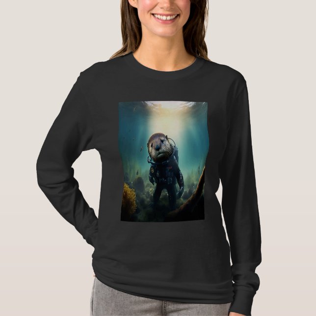 Cool Sea Otter Costume Scuba Diving Otter T Shirt (Framsida)