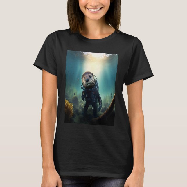 Cool Sea Otter Costume Scuba Diving Otter T Shirt (Framsida)