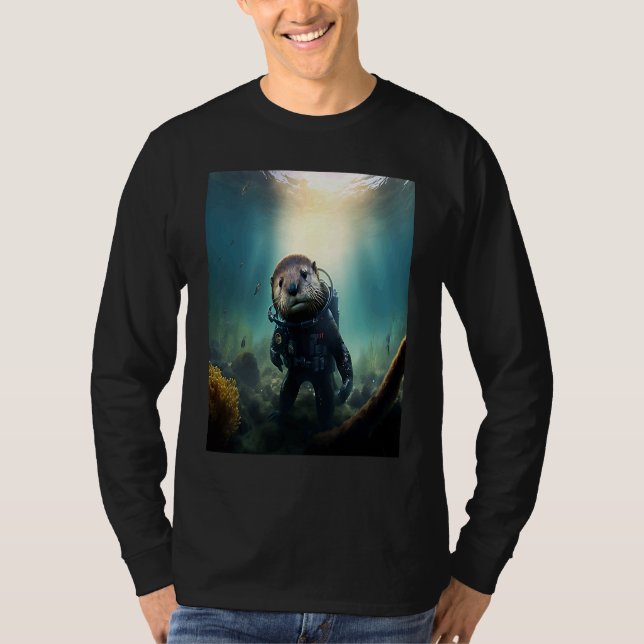 Cool Sea Otter Costume Scuba Diving Otter T Shirt (Framsida)