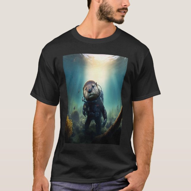 Cool Sea Otter Costume Scuba Diving Otter T Shirt (Framsida)