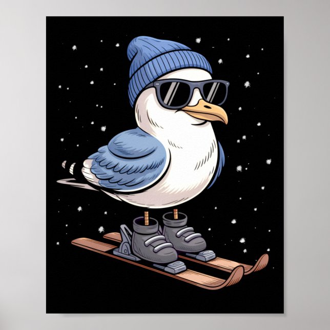 Cool Seagull On Skis - Nordic Winter Seagulls Aprè Poster (Framsidan)