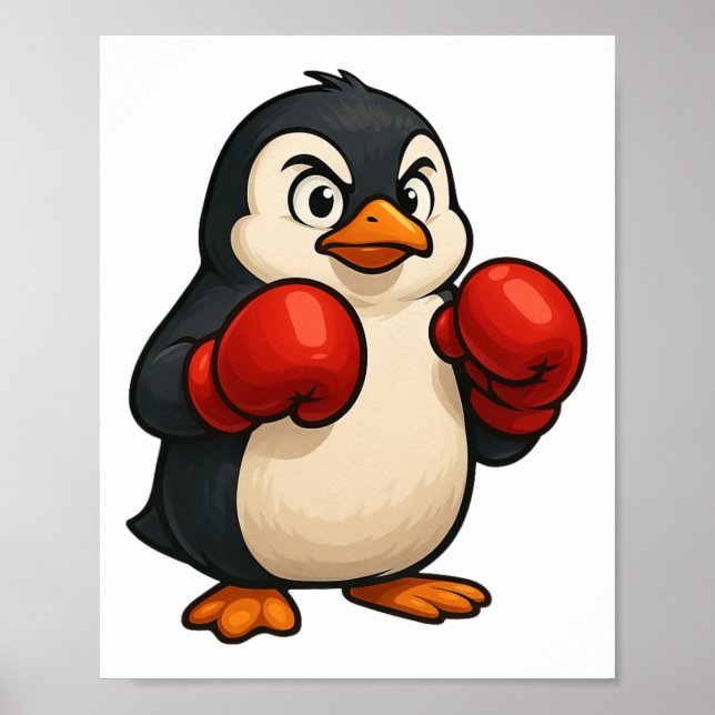 Cool seriefigur pingvin boxare sportdesign  poster (Framsidan)