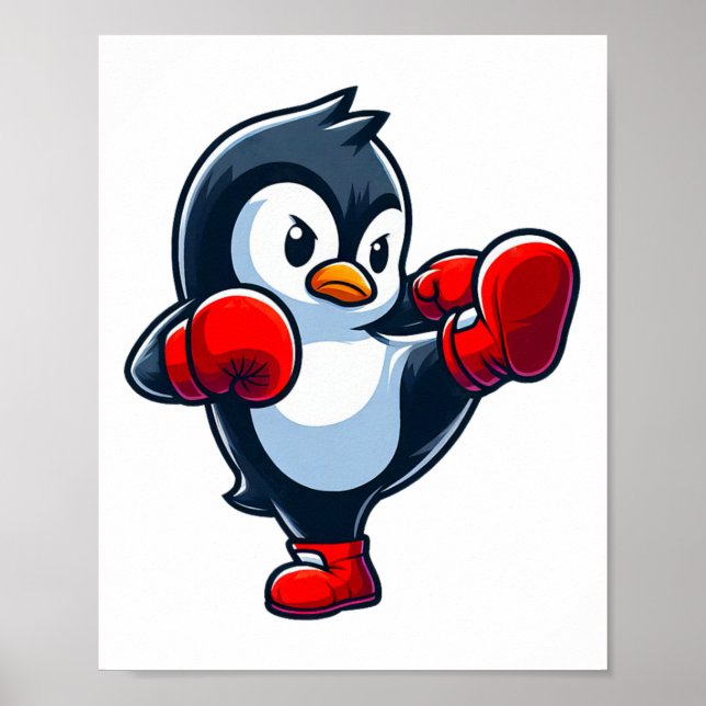 Cool seriefigur pingvin boxningskämpe  poster (Framsidan)