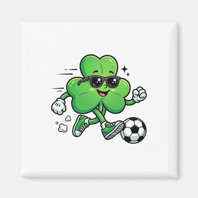 Cool Shamrock Fotbollsspelare St Patricks Day Irlä Magnet (Framsidan)