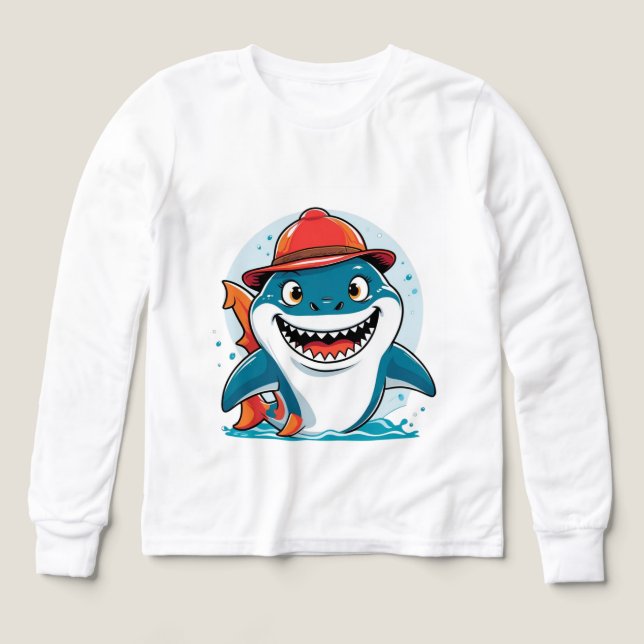 Cool Shark Adventure – Kids’ Long Sleeve Tee (Design framsida)