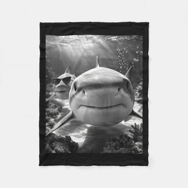 Cool Shark Animal Selfie  Fleecefilt (Framsidan)