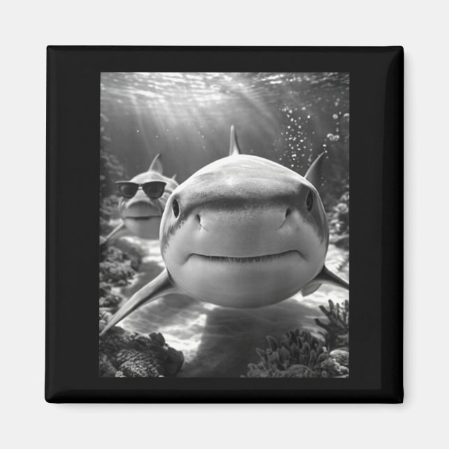 Cool Shark Animal Selfie  Magnet (Framsidan)