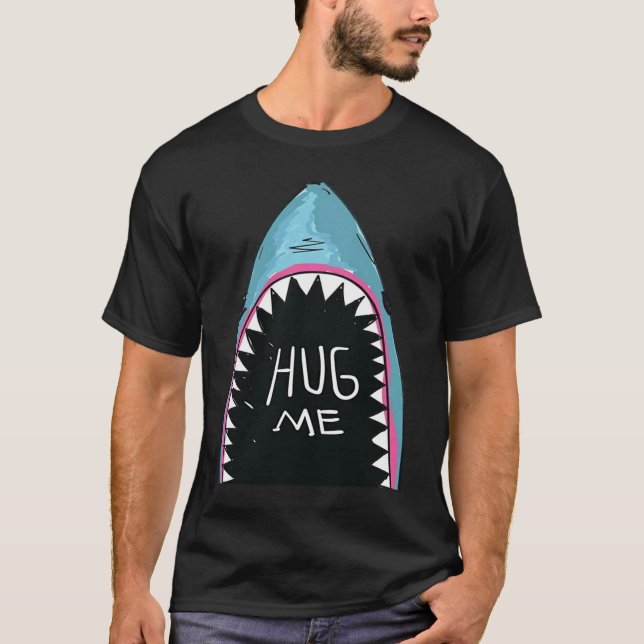 Cool Shark Hug Me Summer Surf Club T Shirt (Framsida)