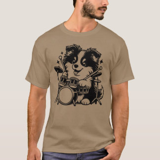 Cool Sheltie Puppy Drummer Band Design family T Shirt