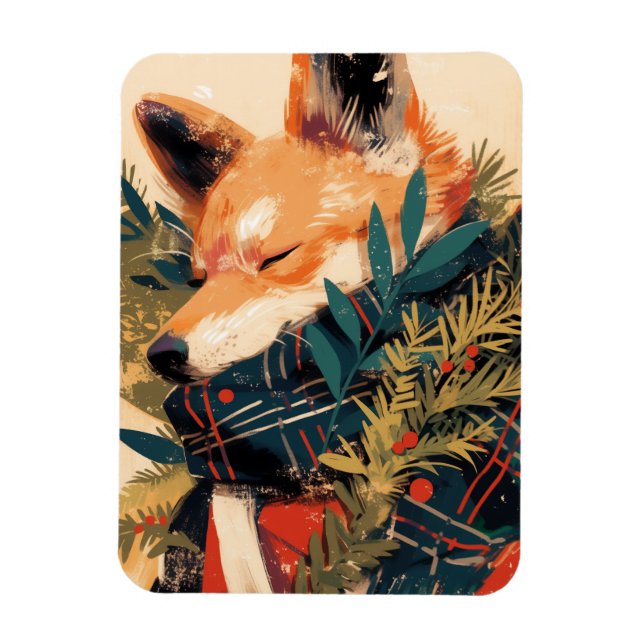 Cool Shiba Inu i julvinter Magnet (Vertikal)
