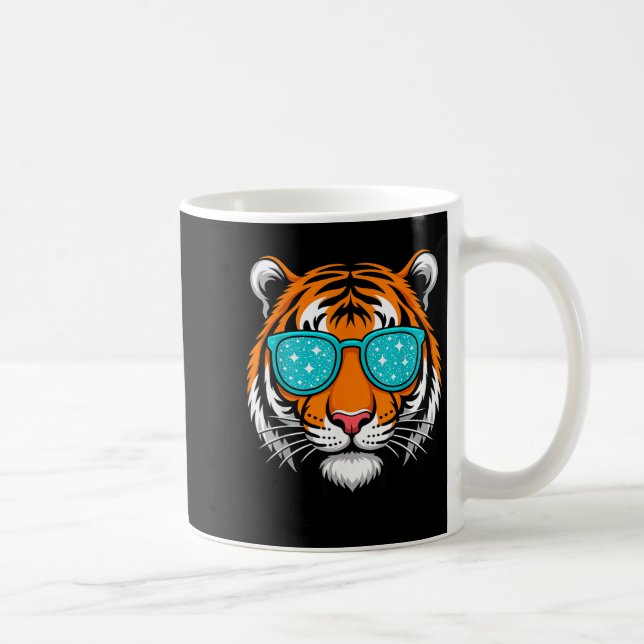 Cool Shirts For Boys Kids, Funny Tiger Sungles  Kaffemugg (Höger)