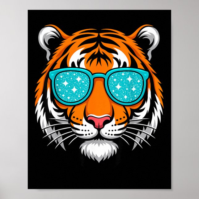 Cool Shirts For Boys Kids, Funny Tiger Sungles  Poster (Framsidan)