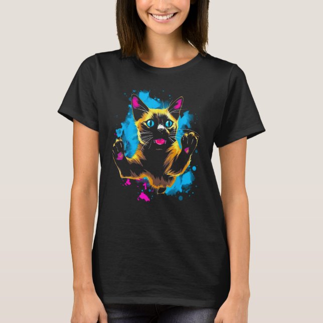 Cool Siamese Cat T Shirt (Framsida)