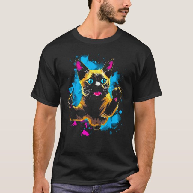 Cool Siamese Cat T Shirt (Framsida)