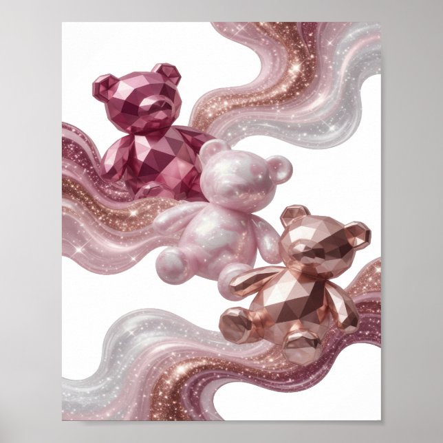 Cool Silver ABSTRAKT KONST Modern Design Poster (Framsidan)