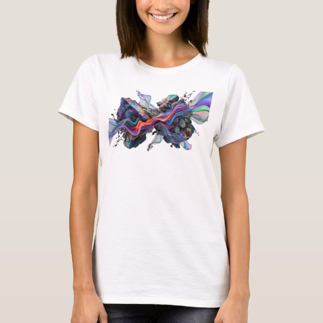 Cool Silver ABSTRAKT KONST Modeutskrift v2 T Shirt (Framsida)